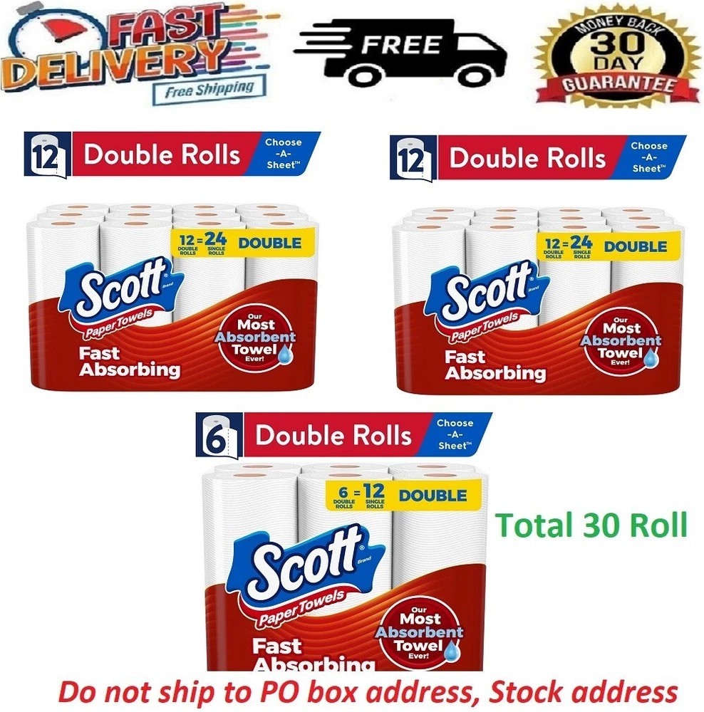 NEW Scott Paper Towels Bulk 60 Regular Rolls 30 Double Rolls 2-3 Packs of White