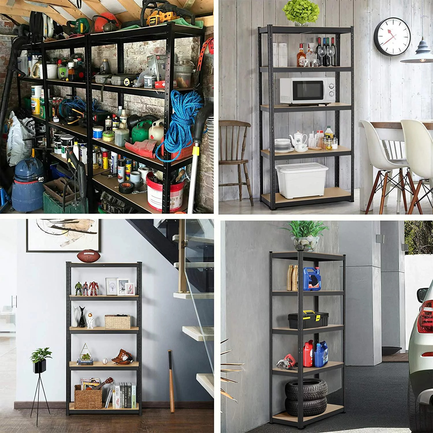 Heavy Duty 5-Tier Shelf Garage Shelvin Unit Steel Rack Storage Oragnizer Silver