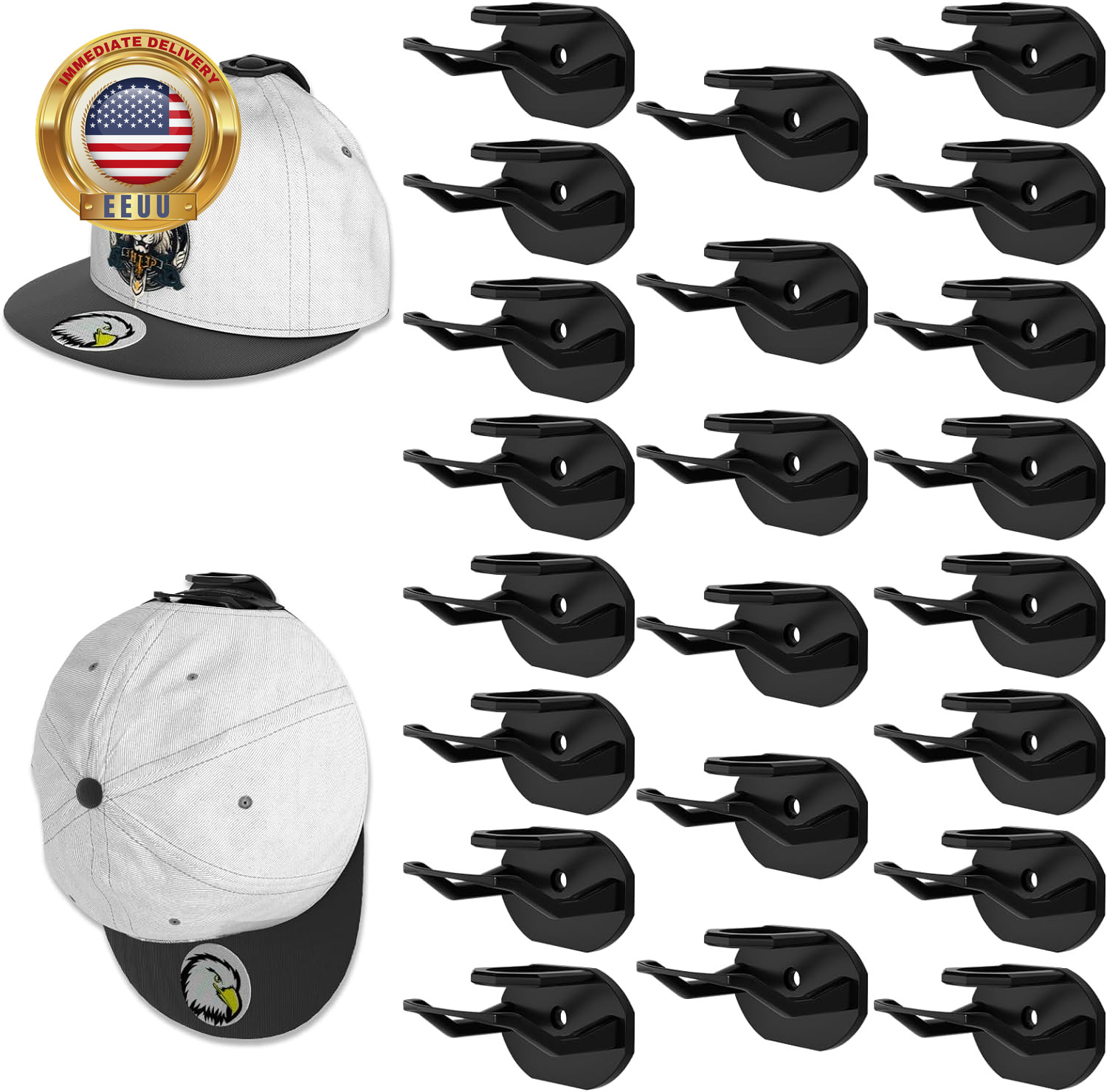 22 Pack Adhesive Hat Hooks for Wall, Super Strong Hat Rack for Baseball Caps, Ha