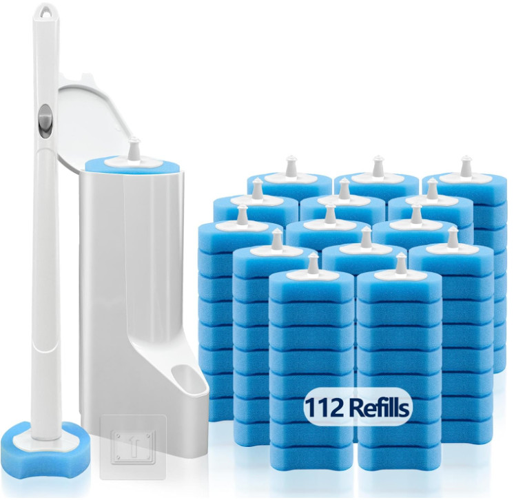 Cepillo WC desechable 112 recambios kit mango soporte pared limpieza, Nuevo