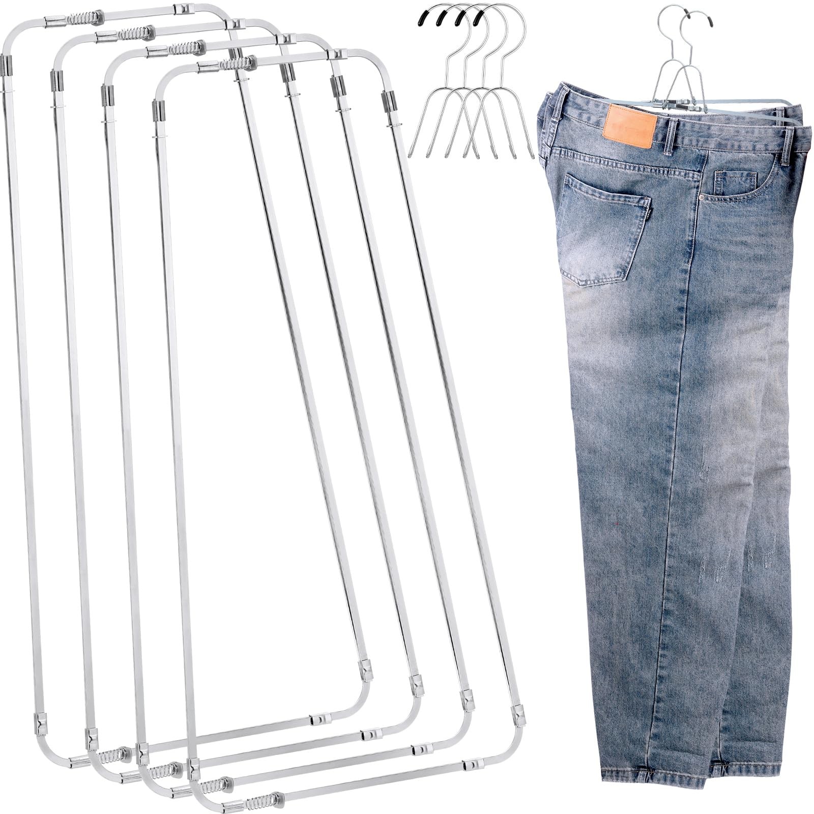 Colingmill 4 Sets Pants Stretcher Wrinkle Free Pants Hangers Hang to Dry Stre…