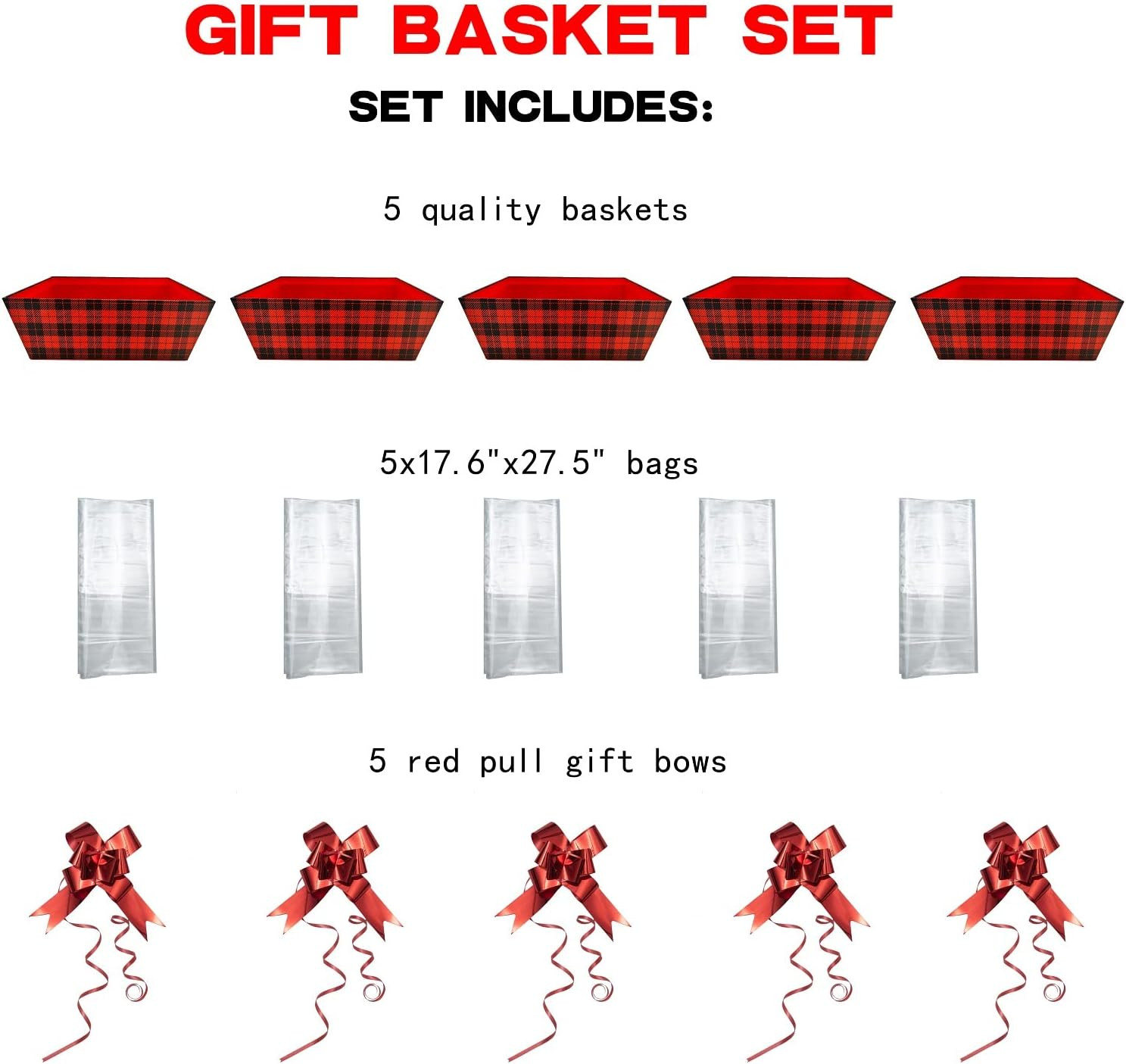 Basket for Gifts Empty, 5 PCS Sturdy Diy Bulk Gift Basket Kraft Market Tray Card
