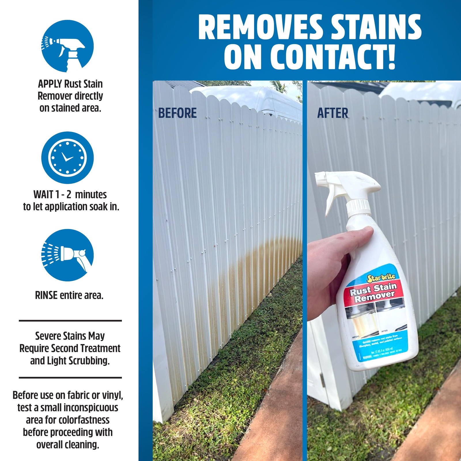 STAR BRITE Rust Stain Remover Spray – Instantly 22 Fl Oz (Pack of 1), 0