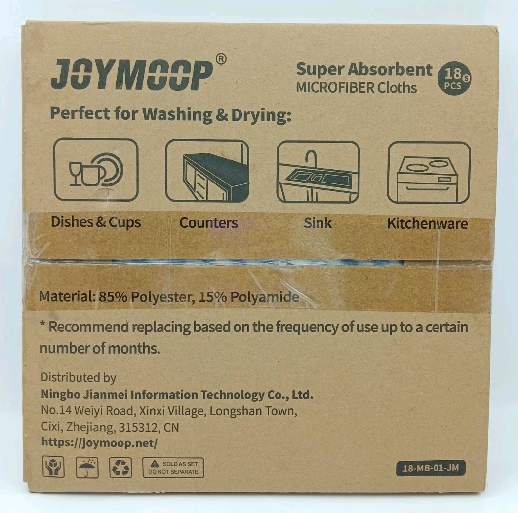 18 Pack Joymoop Super Absorbent Resuable 10″×10″ Microfiber Cloths