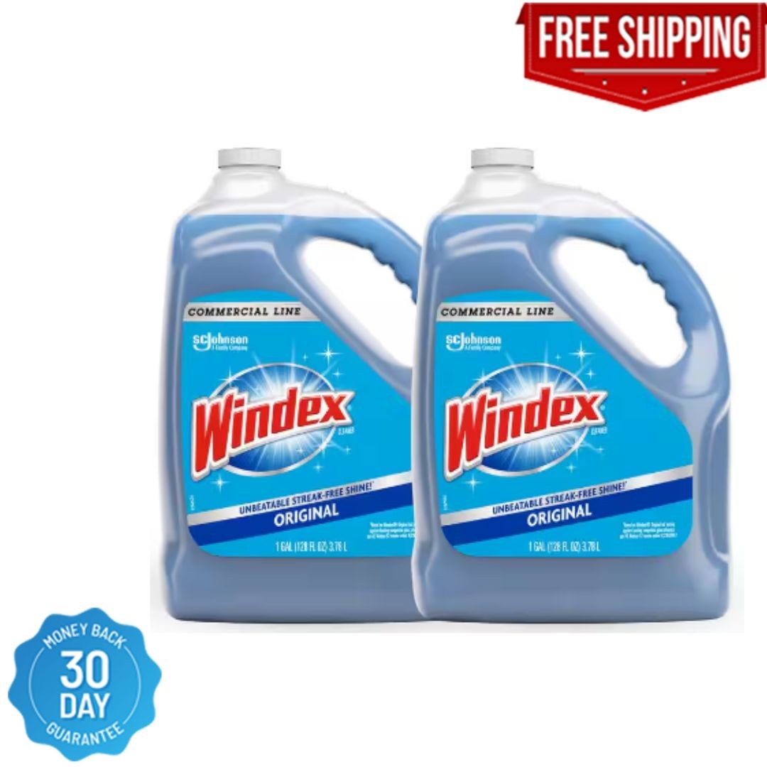 2 Pack – Windex 128 oz. Commercial Original Glass Cleaner Refill- Fast Shipping