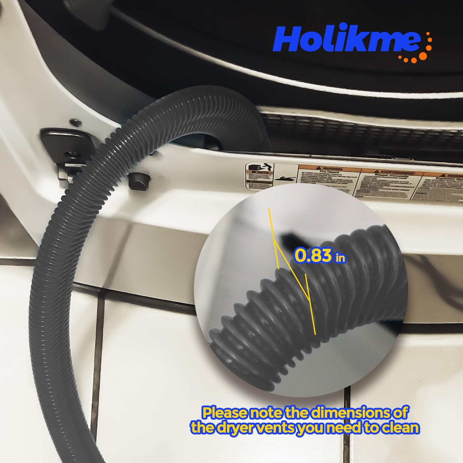 Holikme 2 Pieces Dryer Vent Cleaner Kit, Lint Vacuum Attachment Black