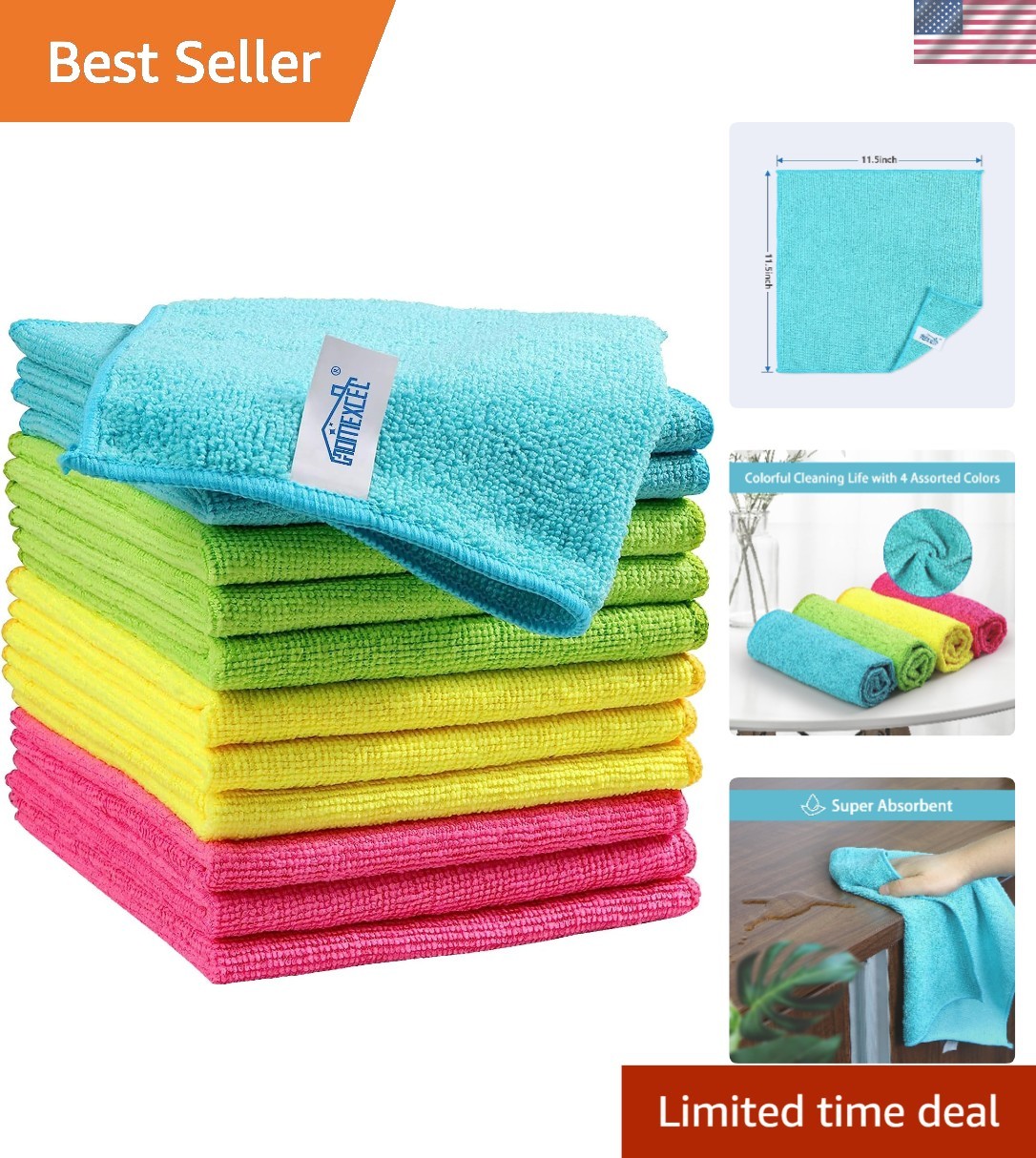 Ultra-Soft Microfiber Cleaning Rags, 12 Pack – Perfect for Home & Auto Care