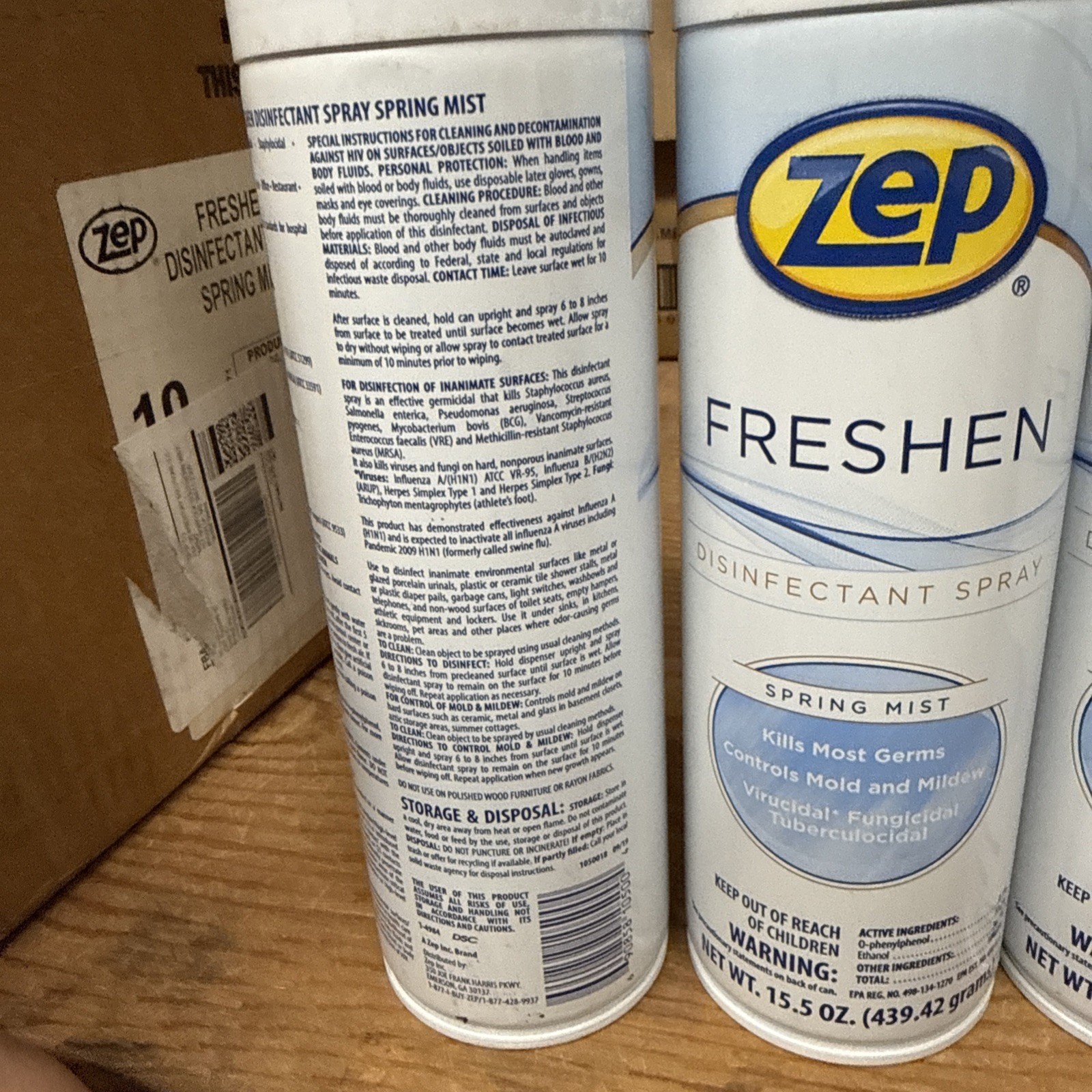 Lot of (3) ZEP Freshen Disinfectant Spray 15.5 oz Aerosol Cans – Spring Mist