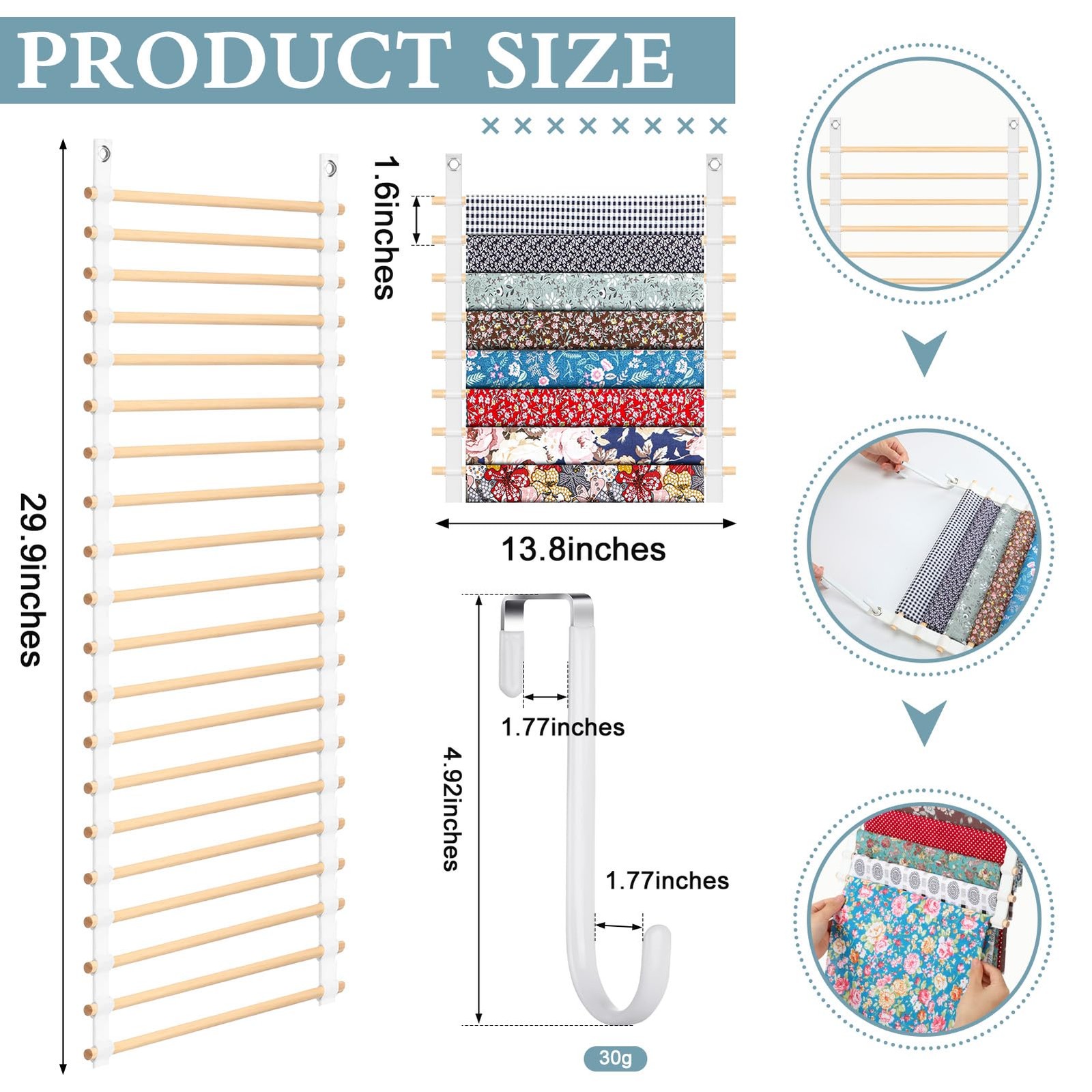 Anglechic 20-Shelf Hanging Wall Fabric 13.8 Inch, As Shown in the Picture