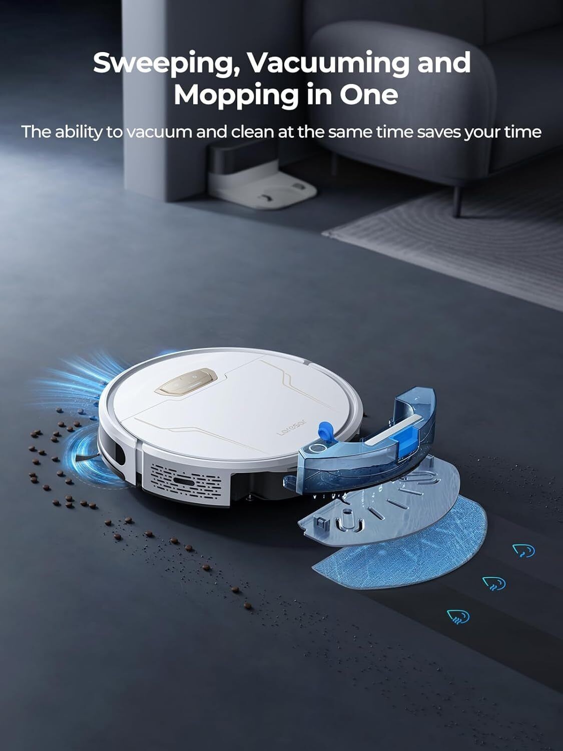 Laresar Vacuums and Mop Combo Evol 3s, Strong Suction, Robotic Vacuum Cleaner