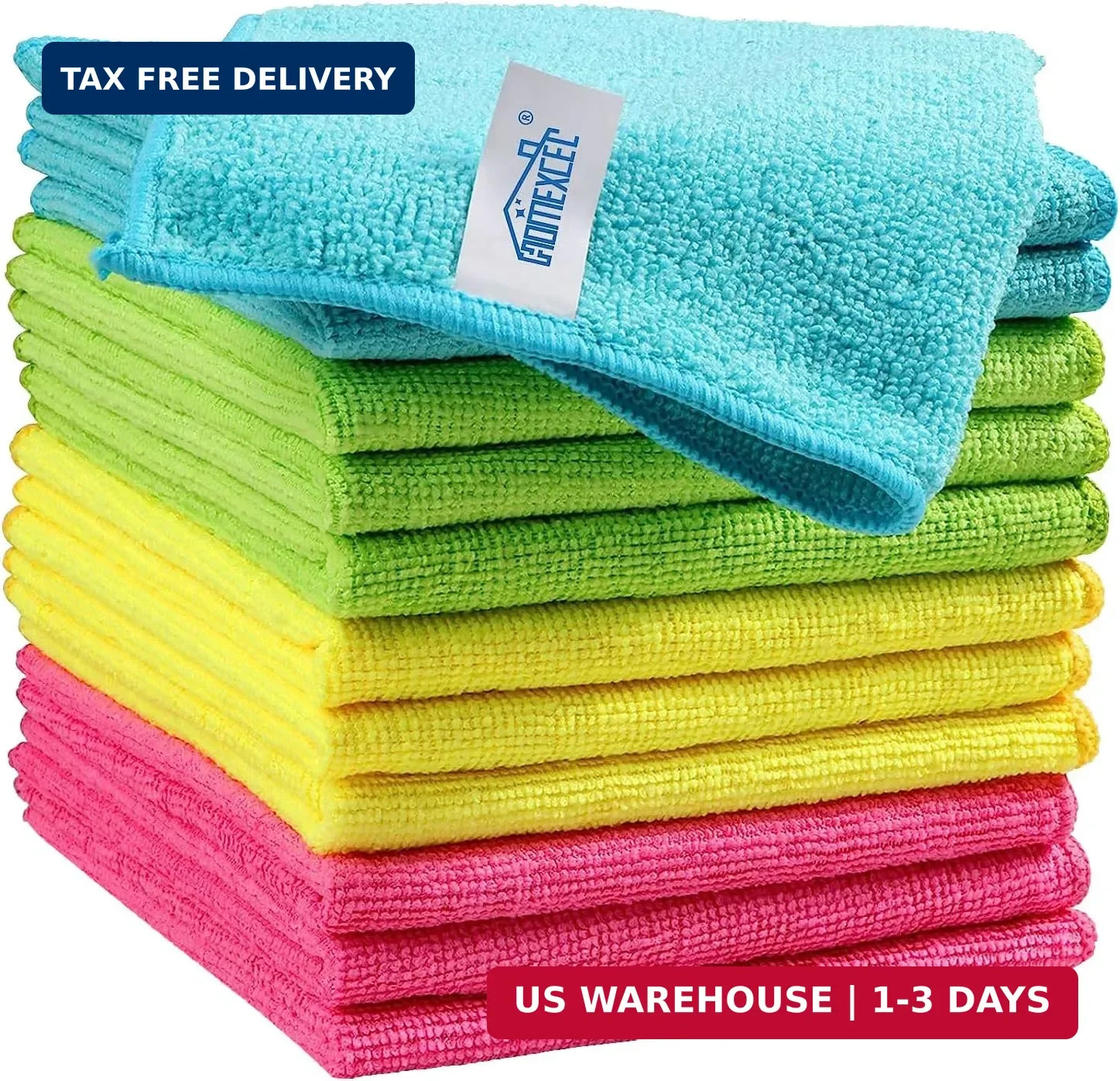 HOMEXCEL 12PK Microfiber Cleaning Cloth, Cleaning Rag for Home, 11.5×11.5in | Re