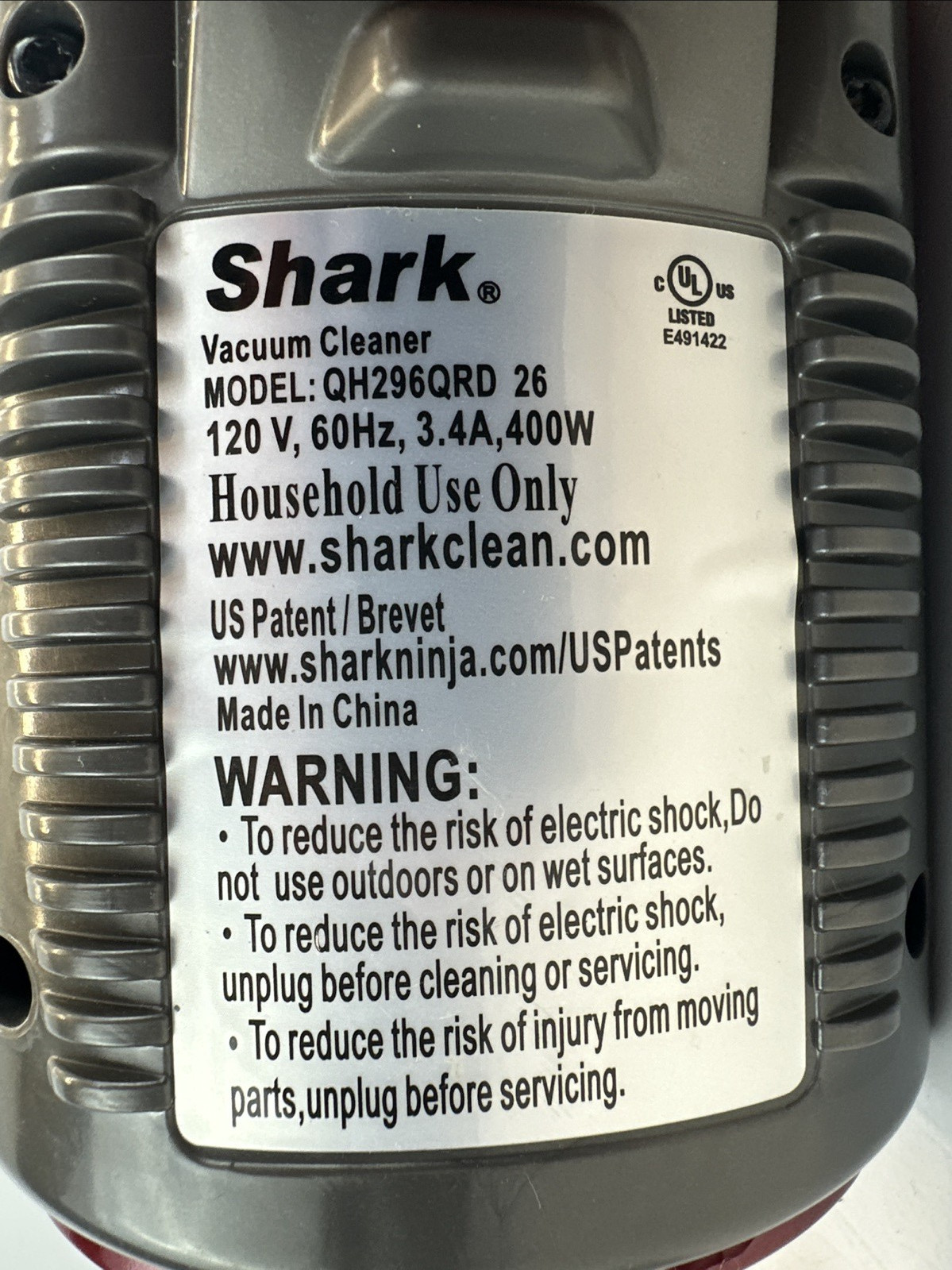 Shark QH296QRD Rocket Ultra-Light Handheld Vacuum Car Detail Kit 15FT Cord Red