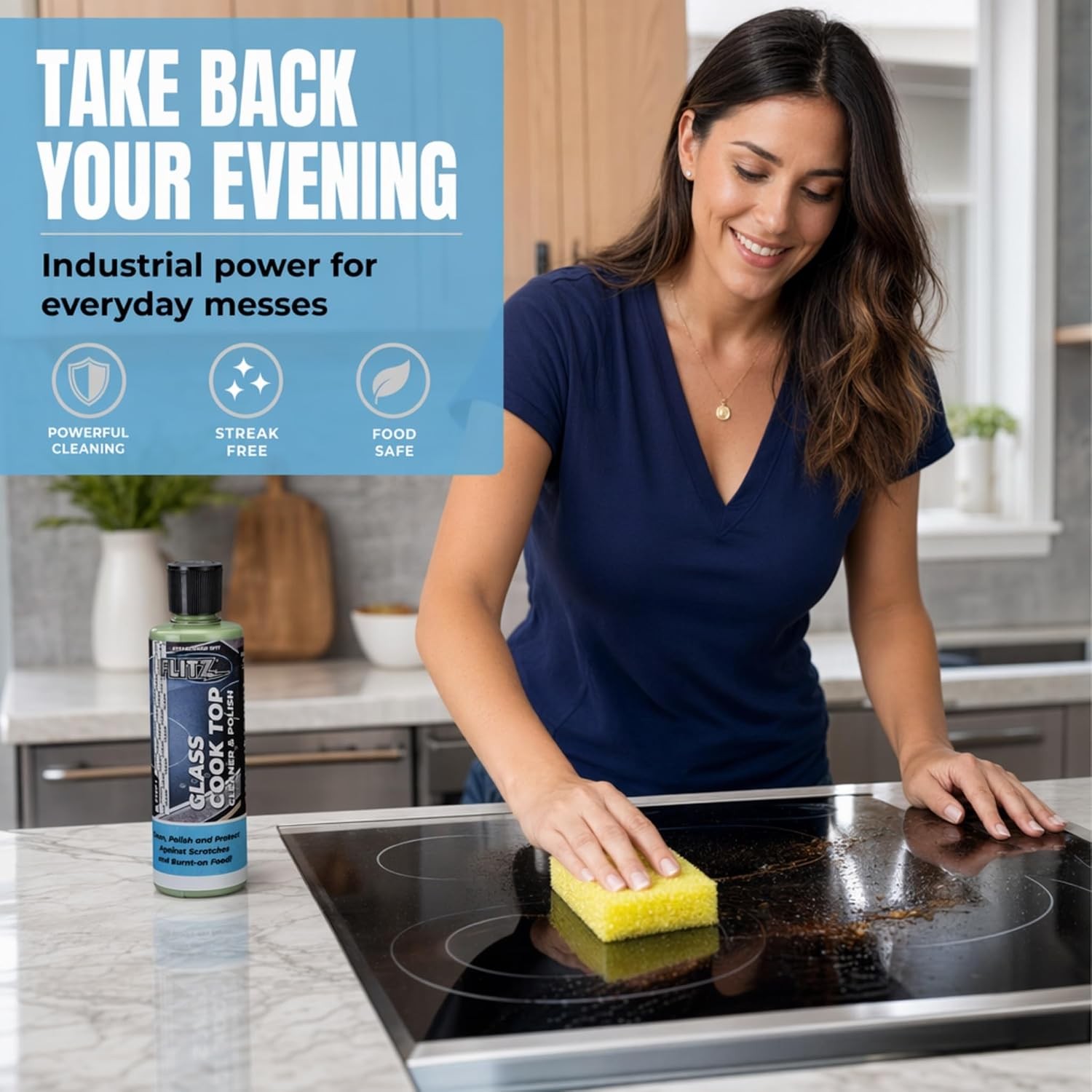FLITZ Glass Cooktop Cleaner & Polish w/Cleaning Sponge (8oz)