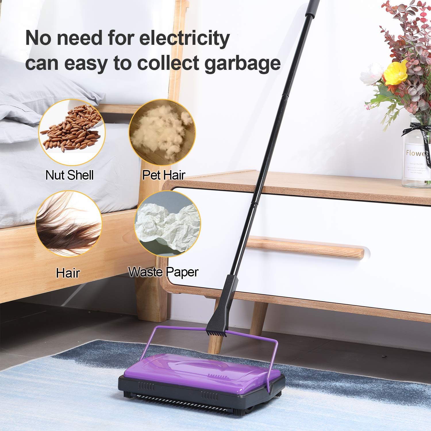 Yocada Carpet Sweeper Cleaner for Home Office Low&Undercoat Carpets Rugs Pet