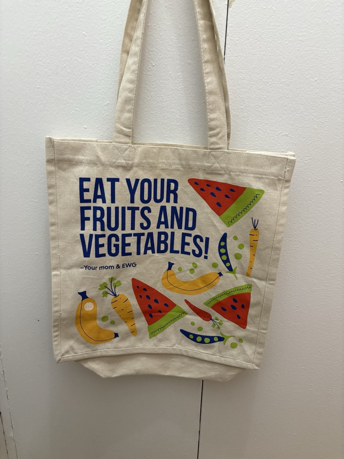 Eat Your Fruits and Vegetables Graphic Tote Bag Reusable Grocery Bags New