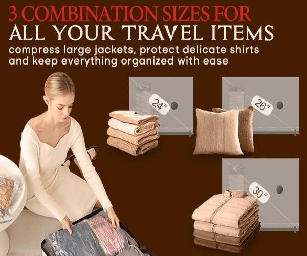 Cordless 2026 Travel Vacuum Bag Set with Rechargeable Air Pump 15 Pack