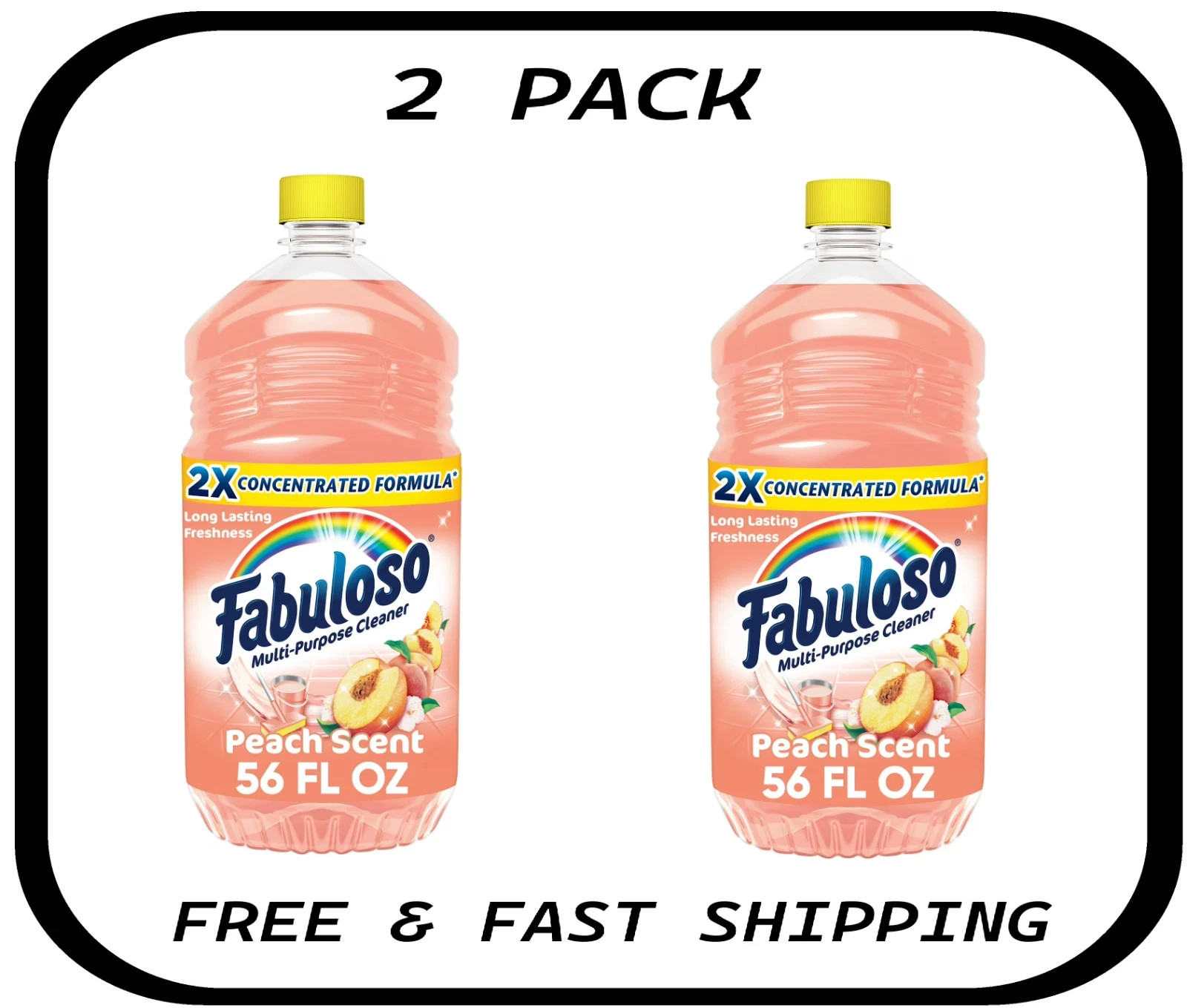 (2 PACK) Fabuloso All Purpose Floor Surface Cleaner, Peach Scent, 56 fl oz