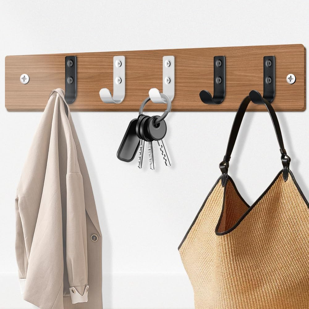 25 Pack U Shaped Wall Hooks for Hanging Coats Bags and Keys, Single Robe & Towel