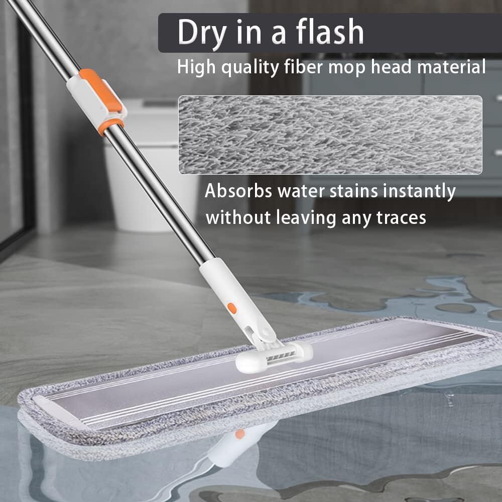 Microfiber Flat Mop 32 in. 360 Spin Mop with Stainless Steel Handle 4 Mop Pads