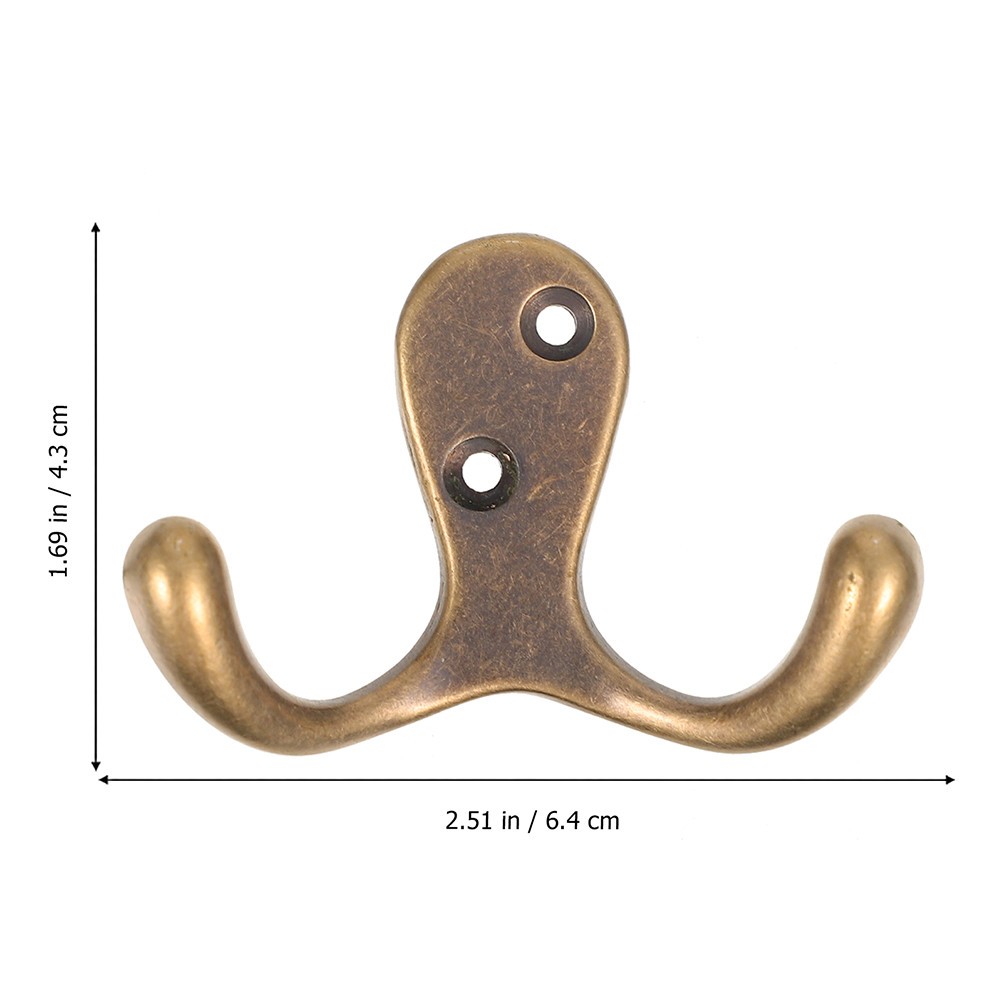 3Pcs Copper Metal Wall Hooks for Bathroom Towels and Coat Hanging Light Brown
