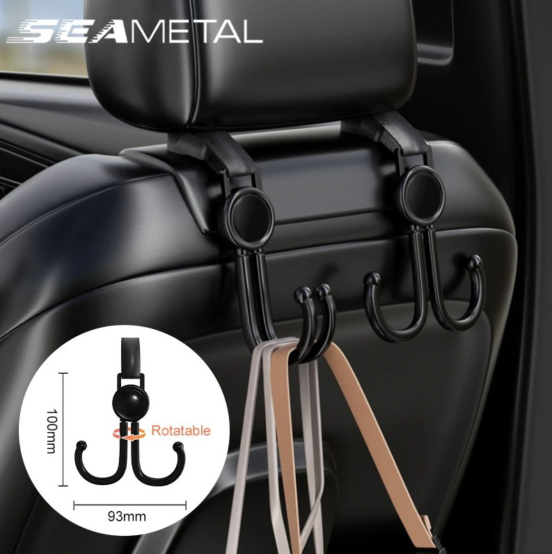 4pcs Universal Car Seat Back Hooks – Interior Hanging Storage Hooks for Bags