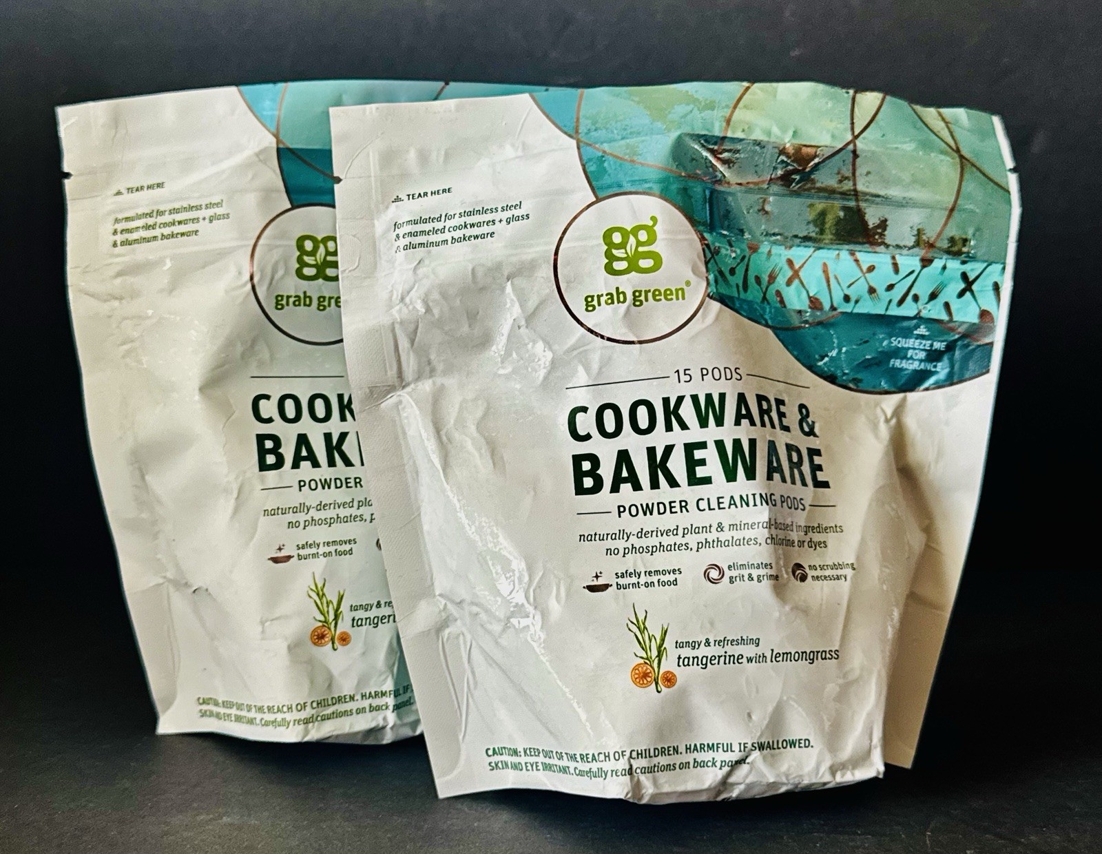 2x Grab Green COOKWARE & BAKEWARE, 15 Tangerine Lemongrass Cleaning Pods ea.