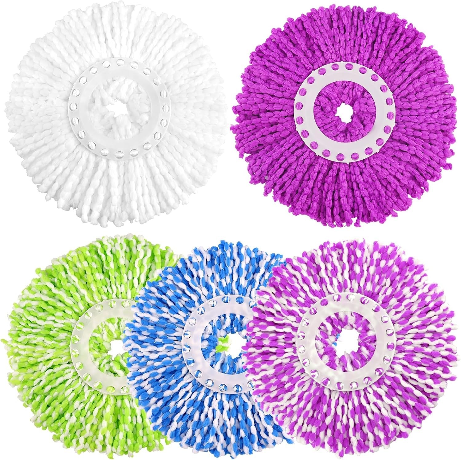 5 Pack Spin Mop Replacement Head for 360° Spin Mop System, Round Shape Standa…