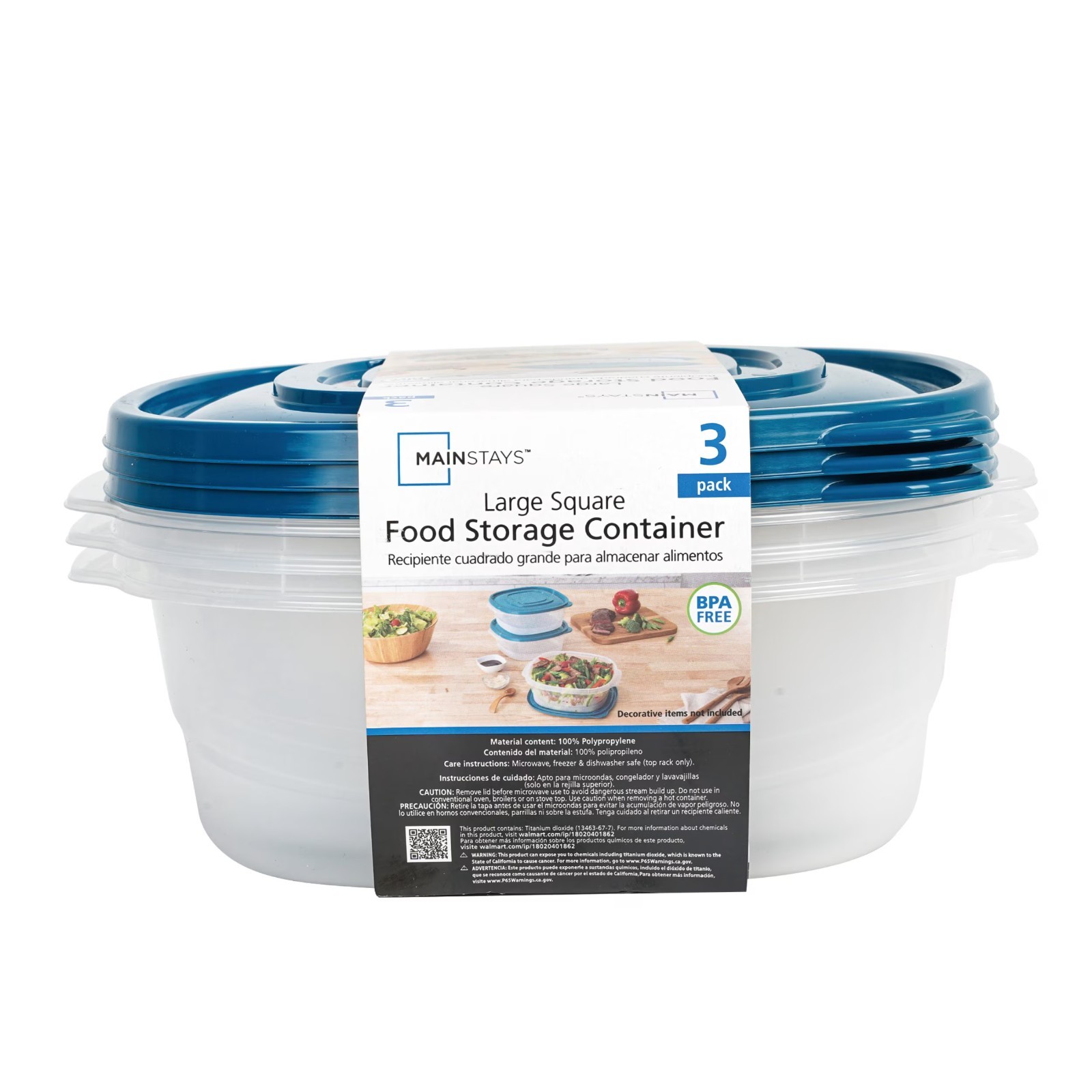 Mainstays Semi Durable Square 1.26Cup Plastic Food Storage Container 6 Pack, Bes