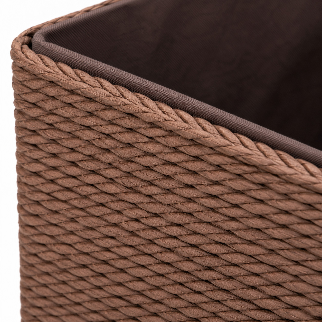 4-Piece Woven Storage Basket Set Recycled Paper Rope Organizer Bins Brown