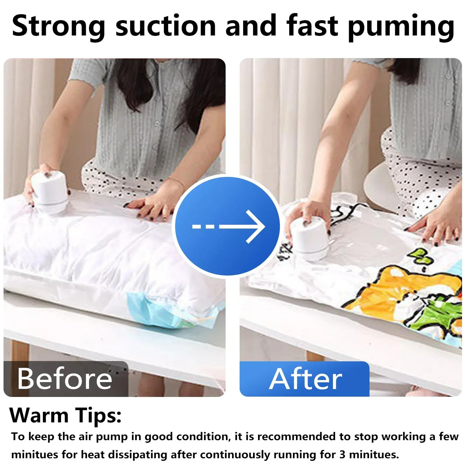 Electric Air Pump for Vacuum Storage Bags Clothes Compression Tool EU USA UK