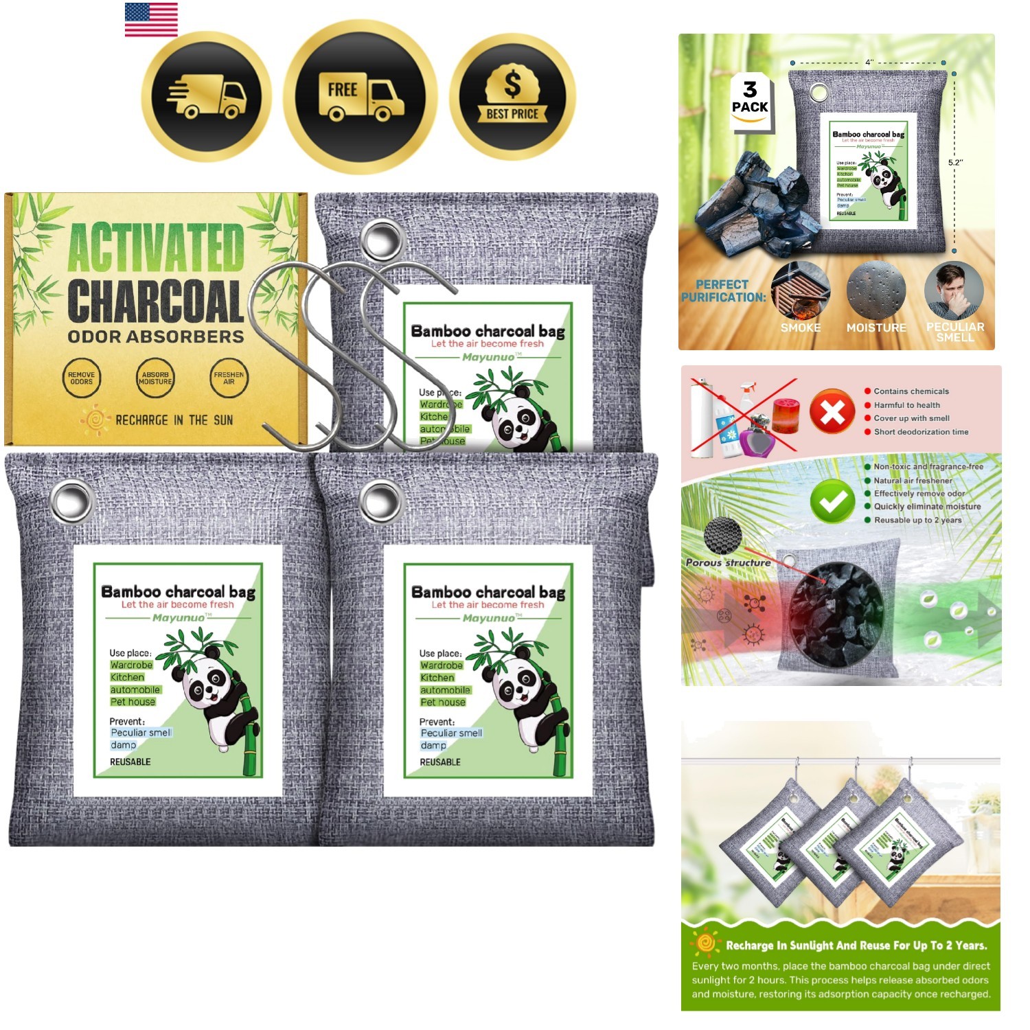 Activated Charcoal Odor Absorber for Strong Odor, Basement, Cars, Closets, Sh…