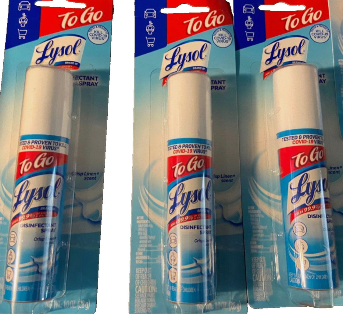 12 Pack Lysol To Go Spray Travel Size 1oz Crisp Linen – Free Shipping