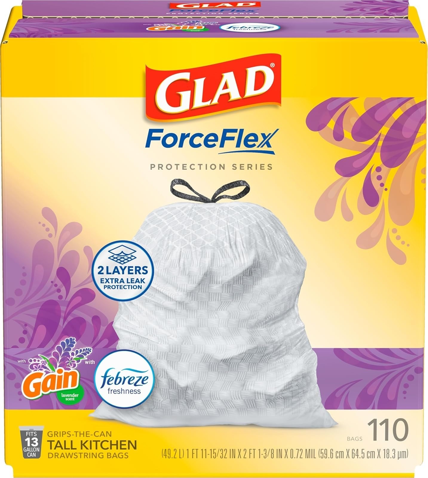 Glad 4 Gallon Drawstring Trash Bags Lemon Fresh Bleach Scent 34 Count