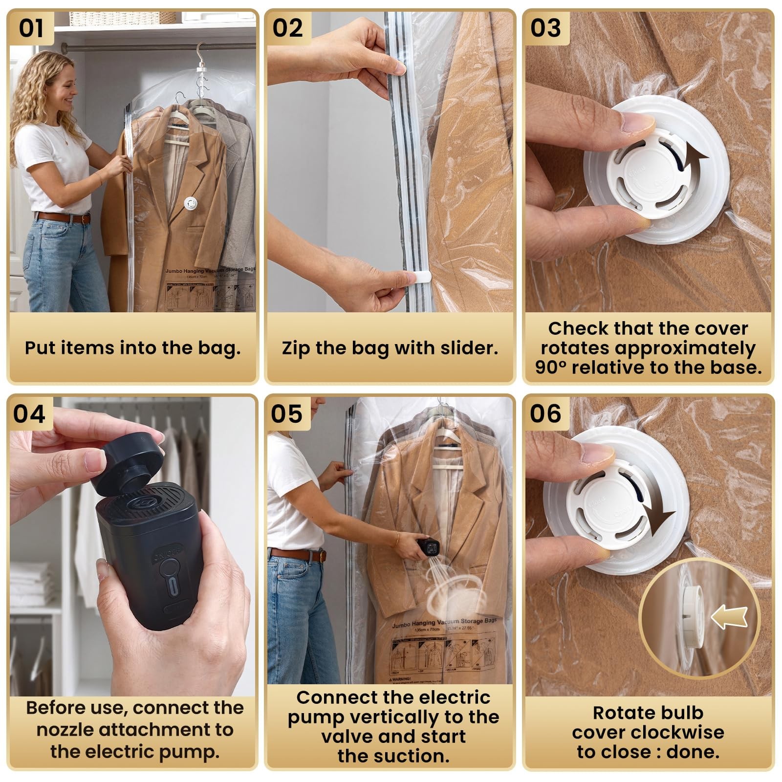 TAILI Hanging Vacuum Storage Bags with Electric Air Pump, Vacuum Seal Bags fo…