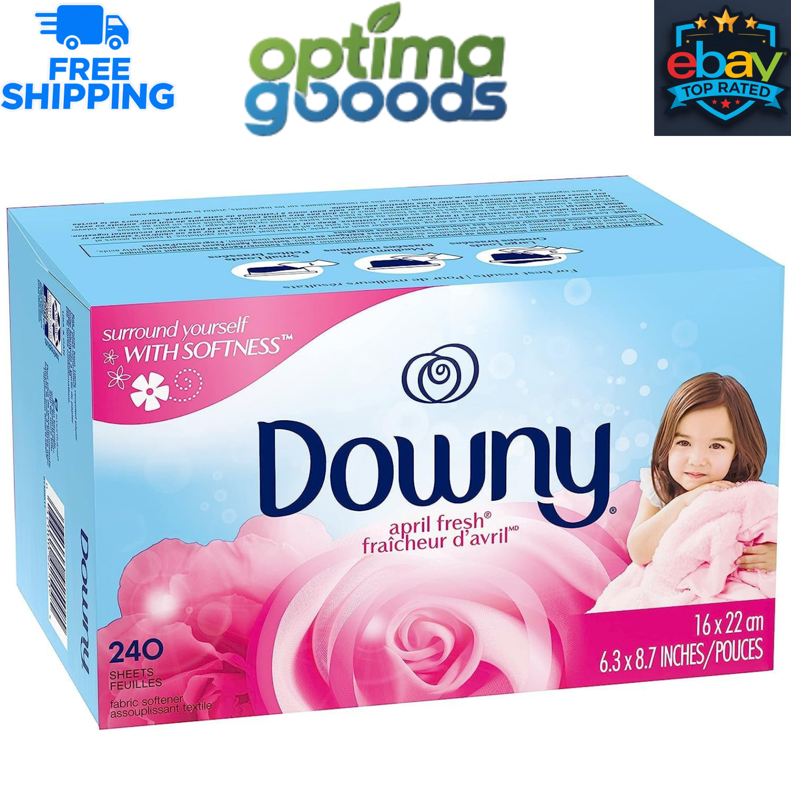 Downy Fabric Softener Dryer Sheets, April Fresh, 240 Count. Static Cling Fighter