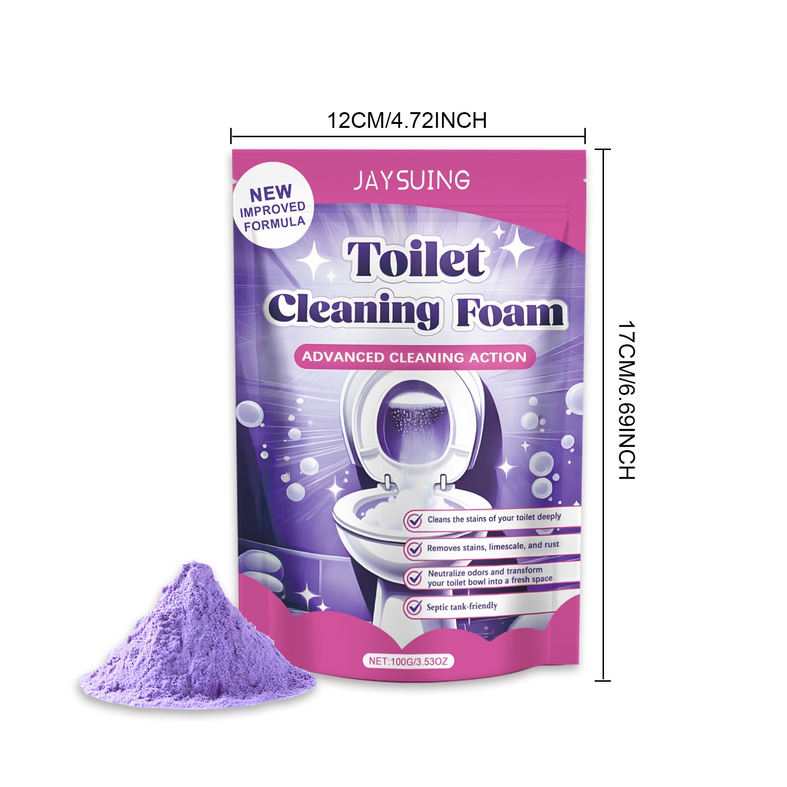 1~5 Bags Fizzclean Toilet Foam Cleaner, Toilet Cleaning Foam Insta-Action 100g