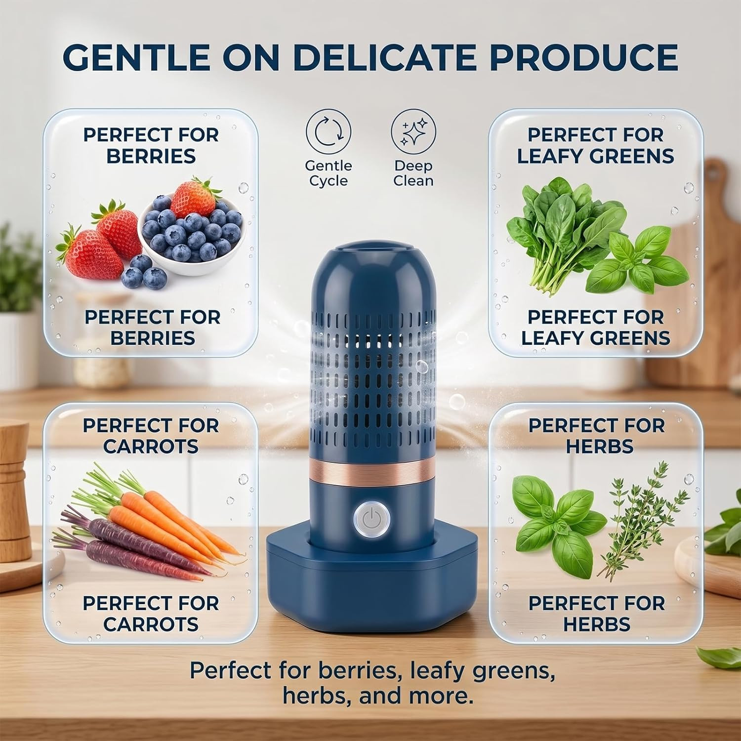 Portable Produce Cleaner Wireless Rechargeable Fruit and Produce Washing Mac