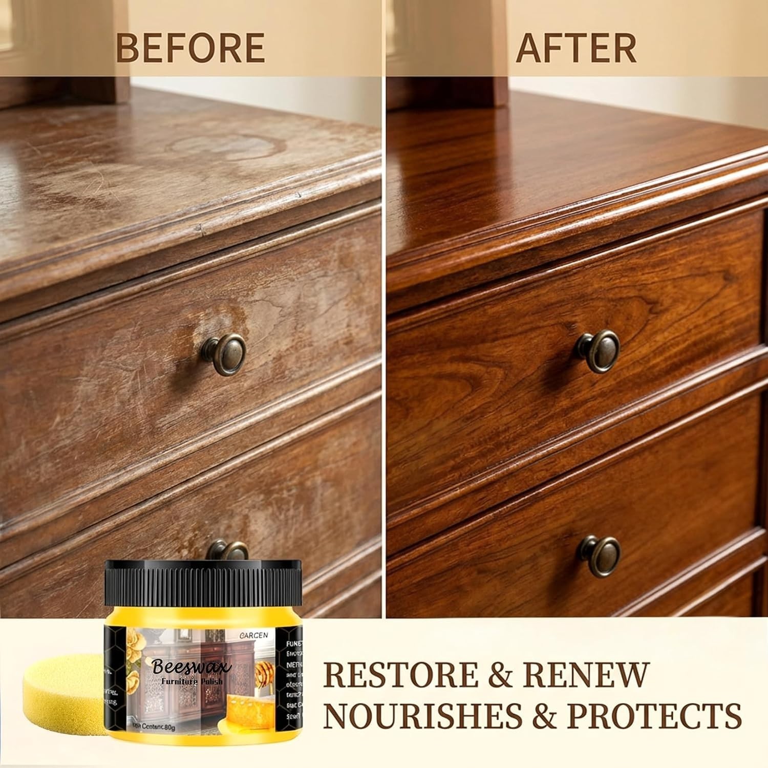 Beeswax Furniture Polish Wood Wax – Wood Polish & Conditioner Restorer for Ha…