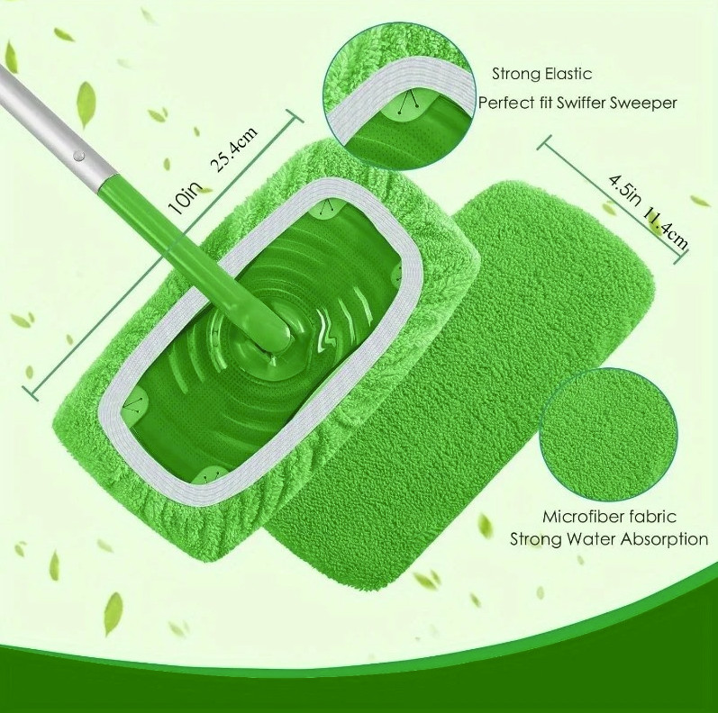 4pcs Reusable Mop Pads Microfiber High Absorbent Cleaning Pads – NEW