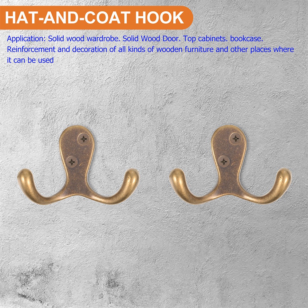 3Pcs Copper Metal Wall Hooks for Bathroom Towels and Coat Hanging Light Brown