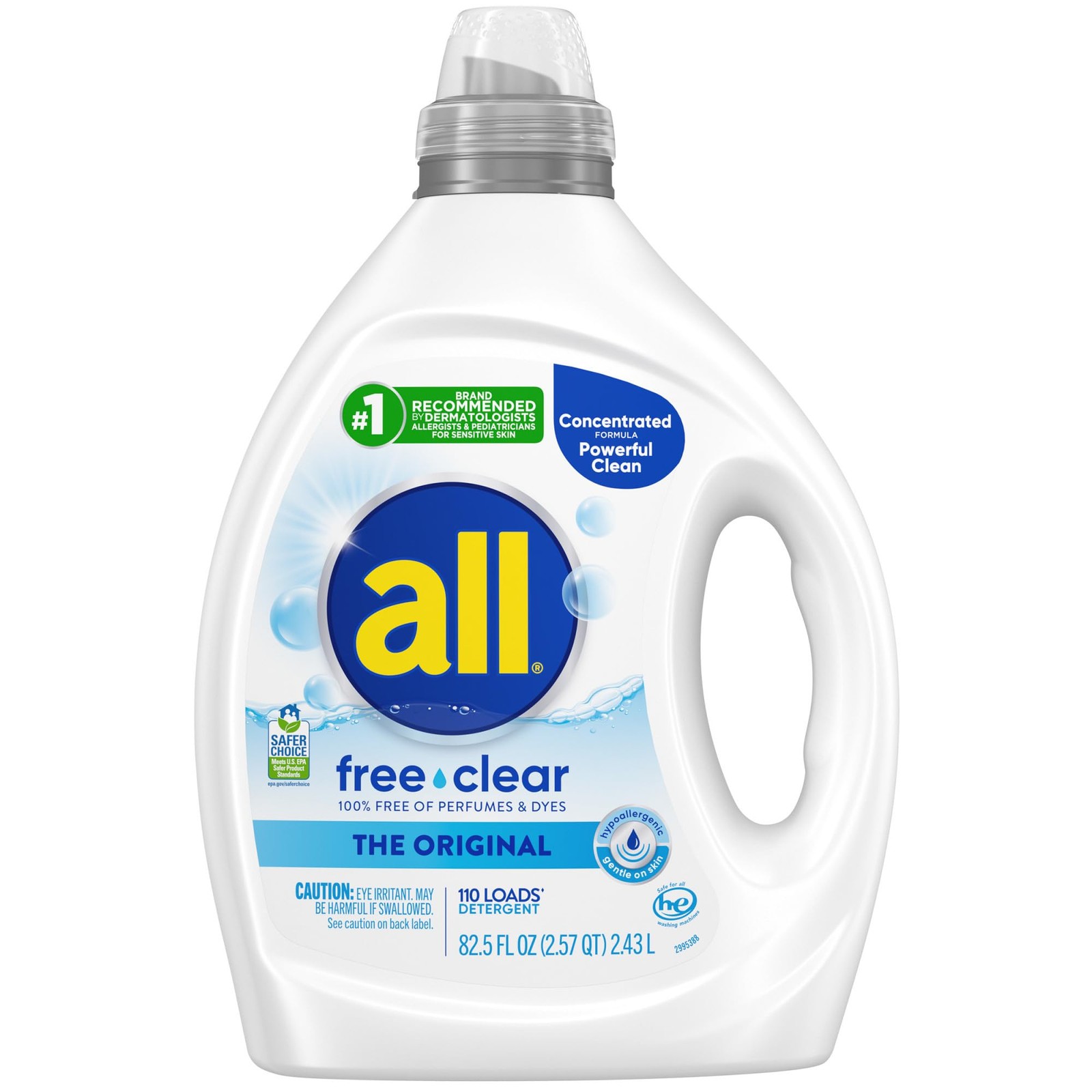 free clear, Original, Liquid Laundry Detergent for Sensitive Skin, Unscented …