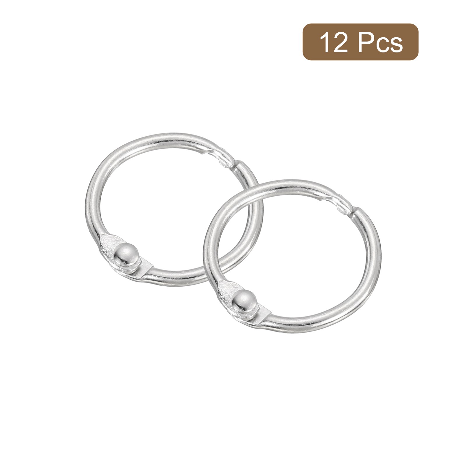 12pcs Shower Curtain Rings 0.75 Inch Loose Leaf Binder Rings Silver