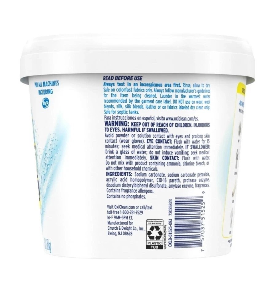 OXI CLEAN WHITE REVIVE CHLORINE FREE POWDER DETERGENT BOOSTER 3 Lb. 65 LOADS