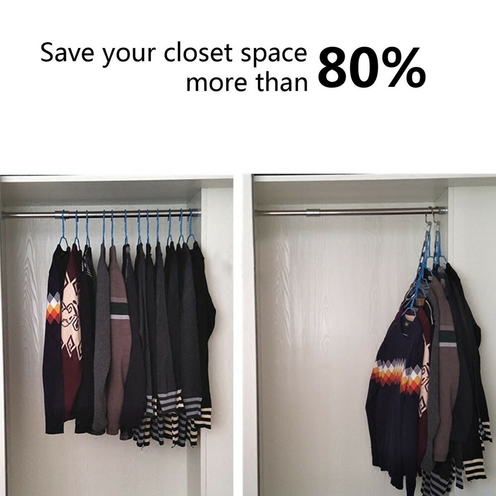 2PC Space Saver Saving Wonder Metal Hanger Clothes Closet Organize Hook Racks