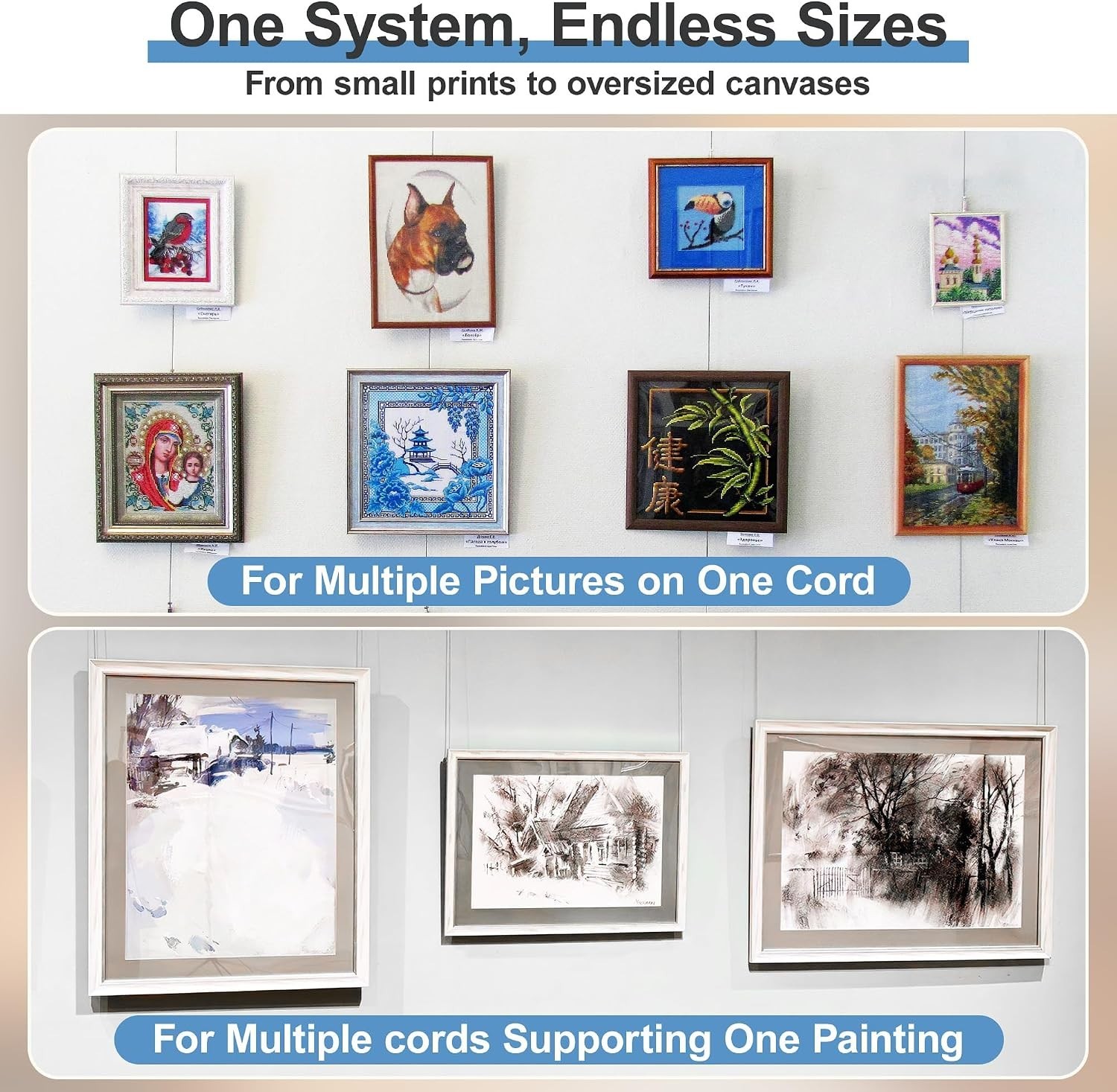 Elegant 47 Inch Picture Rail System for Gallery & Home – Adjustable & Versatile