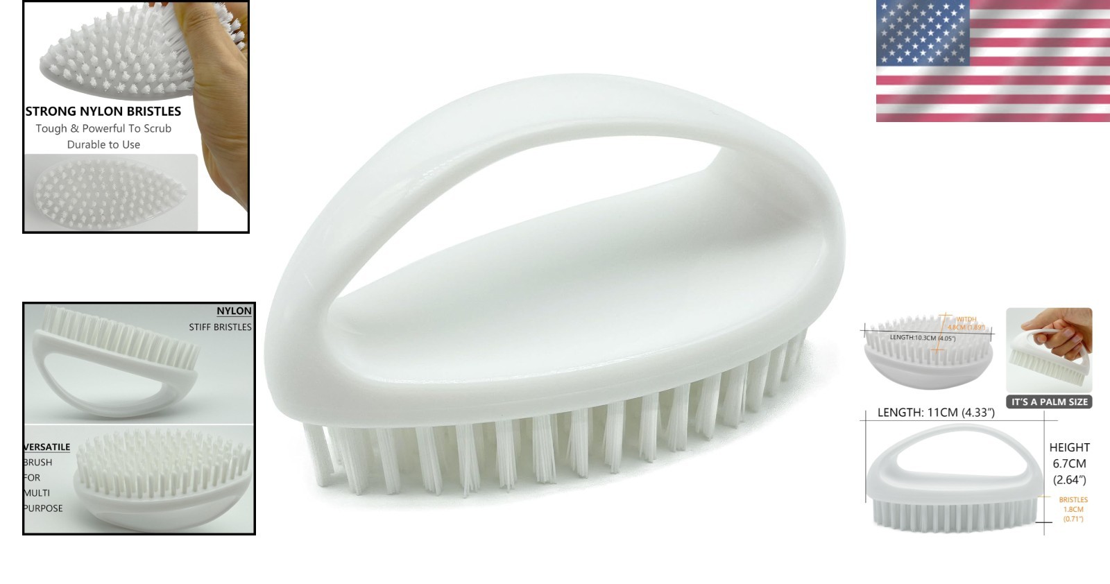 Stiff Nylon Bristles Small Scrub Brush – Ideal for Corners and Tight Spaces