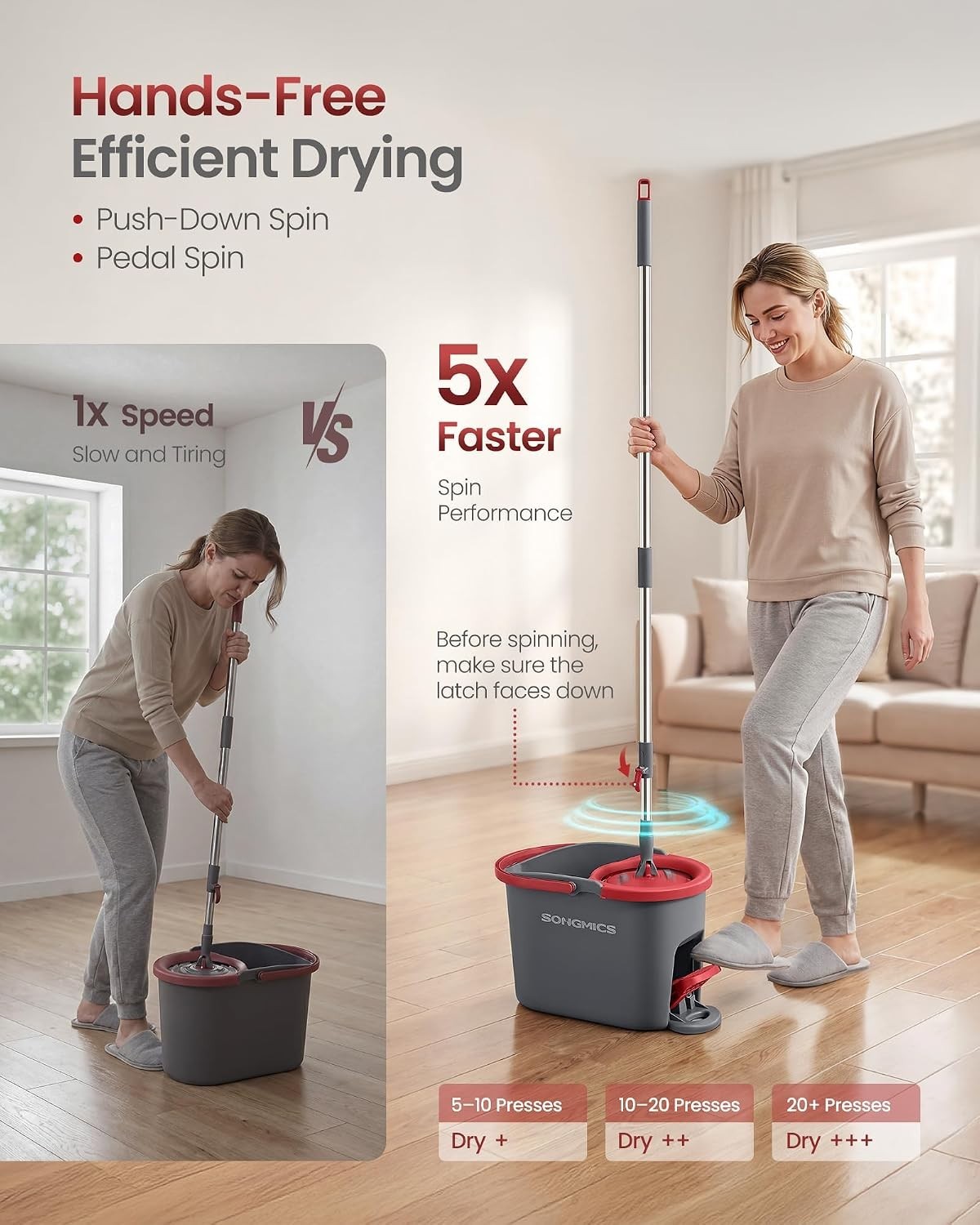 Hurricane Spin Mop Home Cleaning System by BulbHead, Floor Mop with Bucket