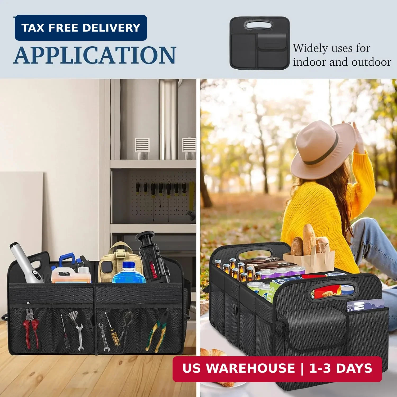 Car Trunk Organizer with Large Capacity Waterproof Car Accessories for Wo