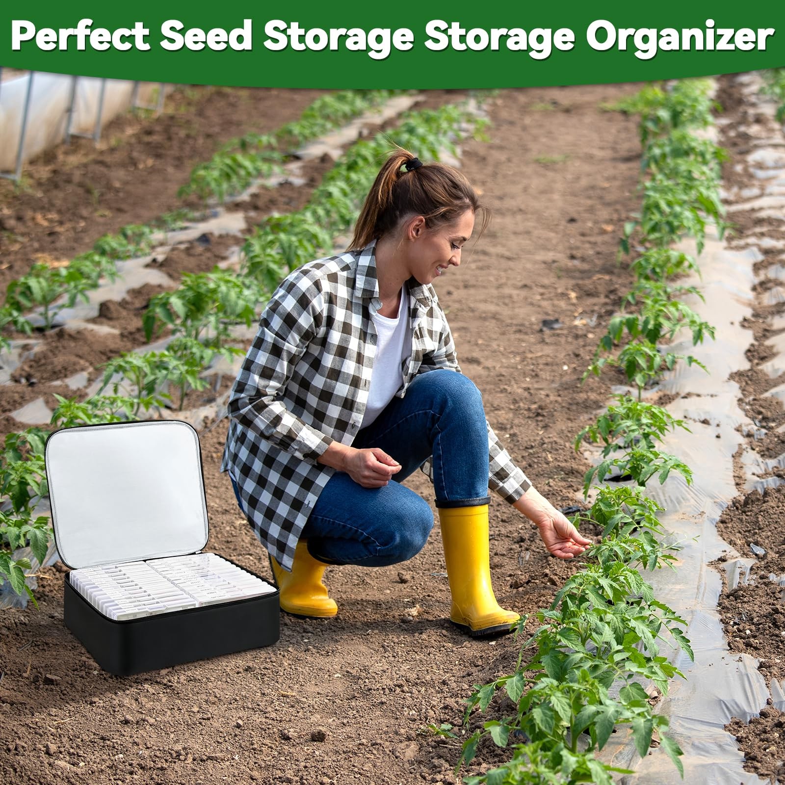 26 Slots Seed Storage Organizer Box, Oxford Cloth Seeds Insulated Bag Black