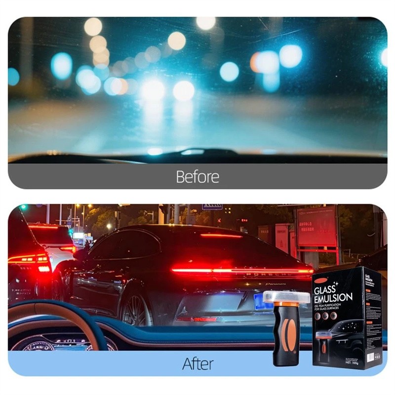 Automotive Oil Film Cleaner Car Windshield Oil Film Remover w/ Brush Head